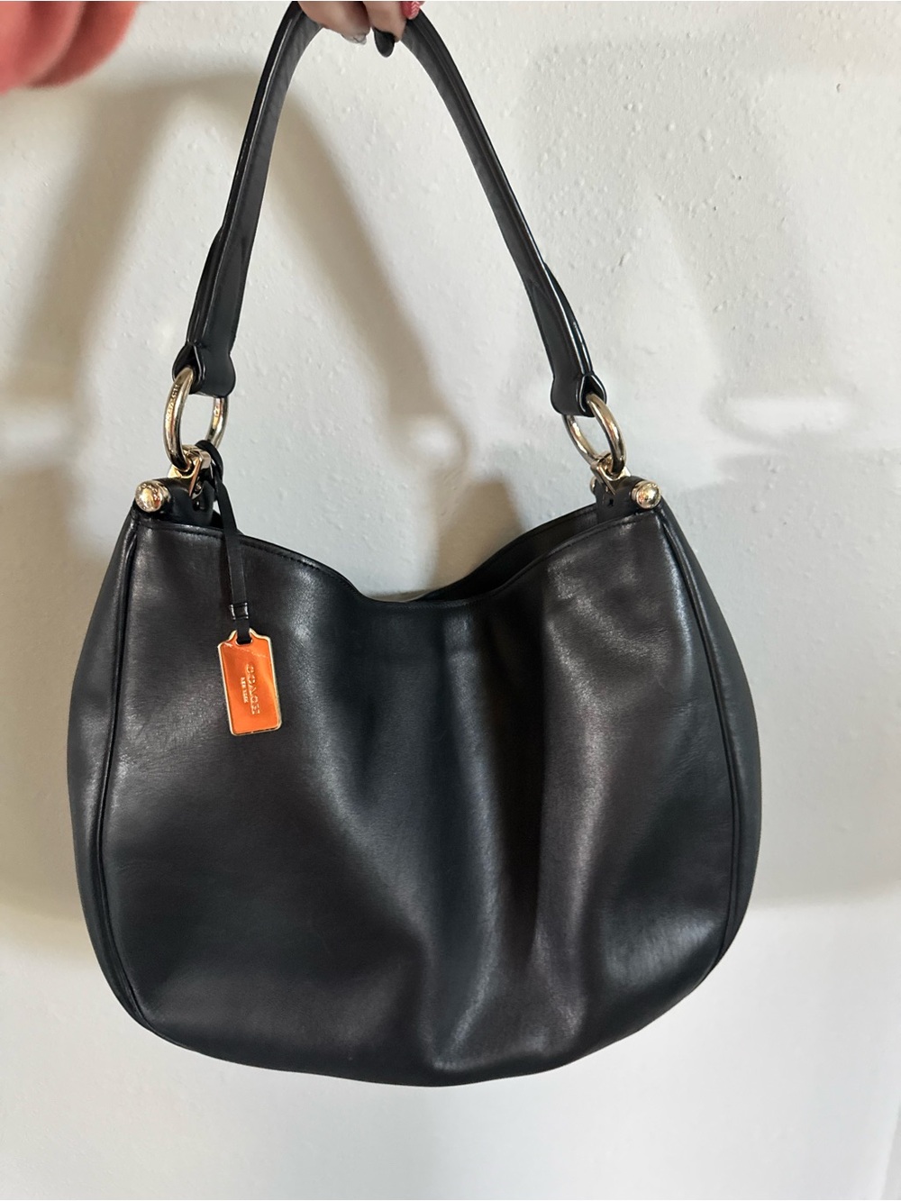 Coach Black Leather Hobo Bag with Gold Hardware